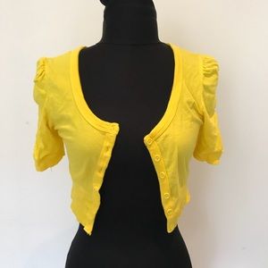 Bright yellow cropped cardigan
